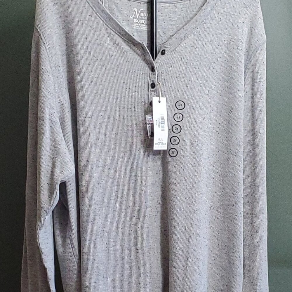 Women's Natural Reflections Long Sleeve V-Neck Button Thermal Henley 2X NWT